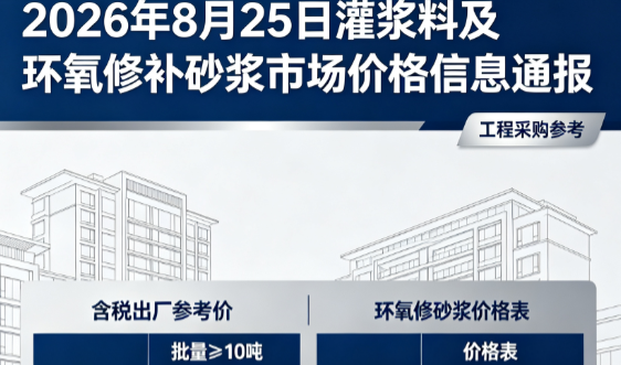 武功2026年8月25日灌浆料及环氧修补砂浆市场价格信息通报